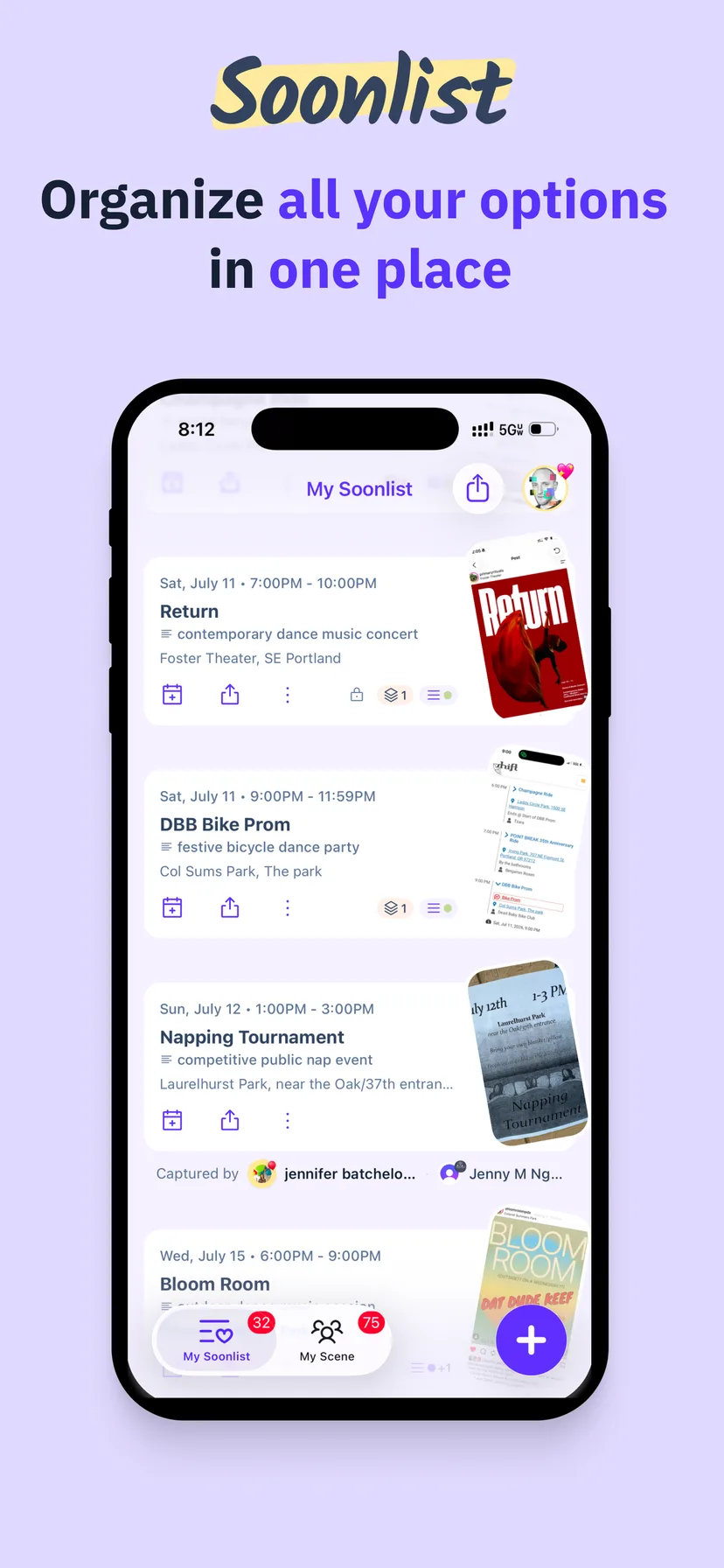 Soonlist app store screenshot: Organize all your options in one place